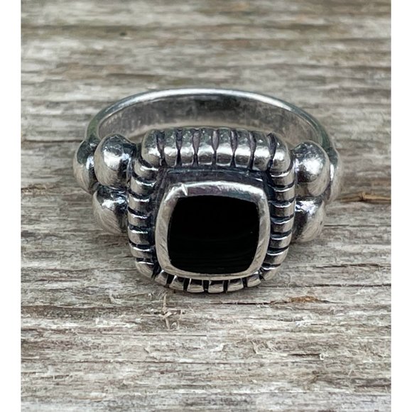 Vintage sterling Silver Onyx Ring Size 5.5 Boho Tribal - Picture 5 of 11